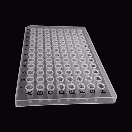 Customised, Disposable, 0.1ml 0.2ml 96 Well Clear Polypropylene PCR Plate with Half Skirt (sterile)