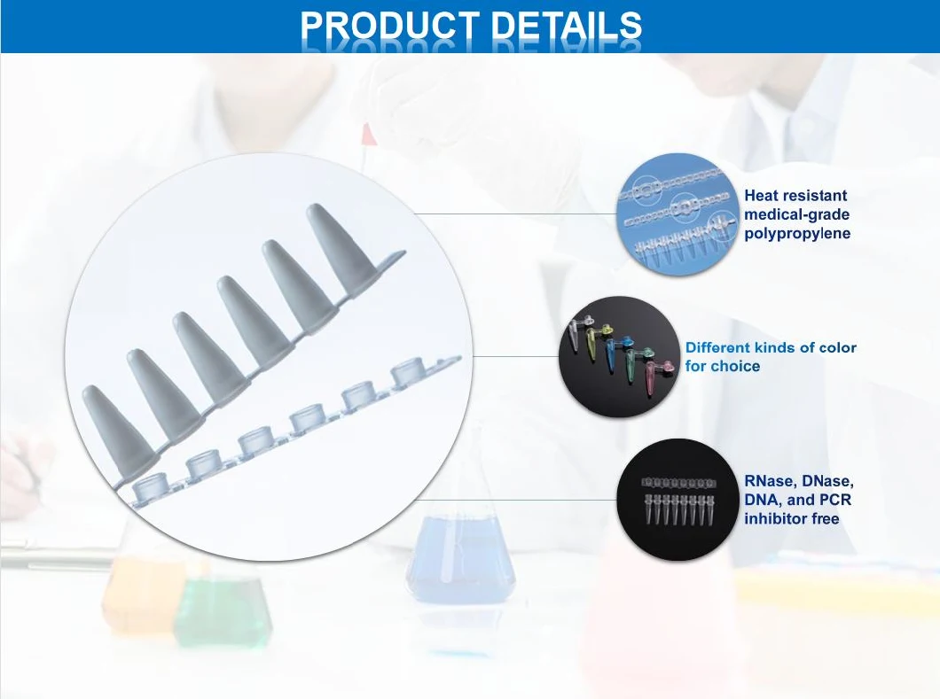 0.1ml PCR Tube Polypropylene PCR Tubes Strips Transparent PCR Reaction Tubes 12 Strips